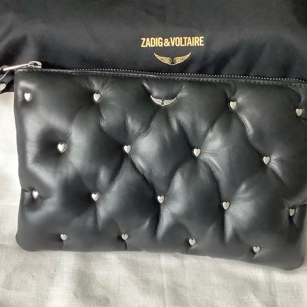 Zadig & Voltaire Quilted Black Leather Clutch